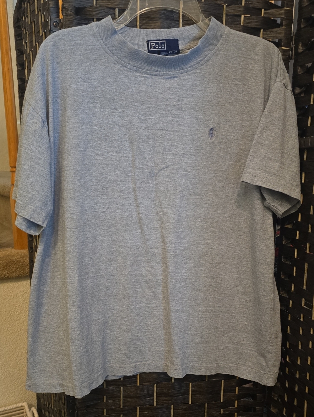 Vintage Polo by Ralph Lauren Light Heather Gray Short Sleeve Crew Tee Shirt, L